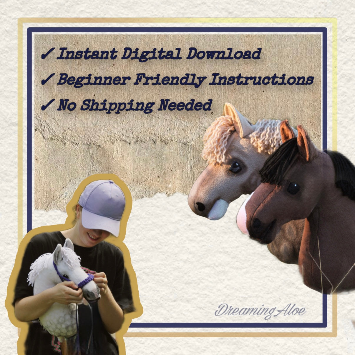 Digital Hobby Horse Template - DIY Sewing Project Pattern | Golden Boy