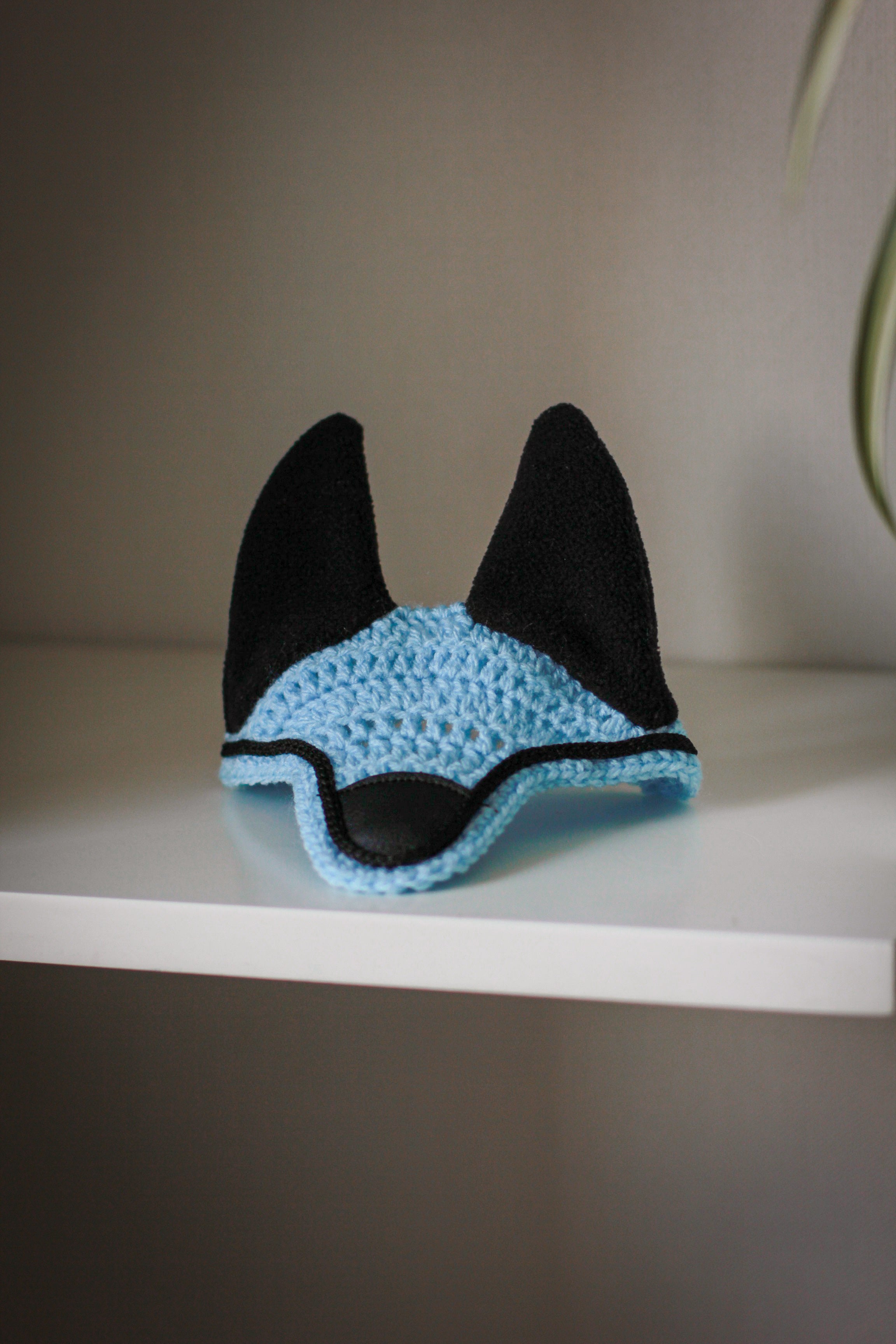 Crochet Ear Bonnet for Hobby Horse | Noir