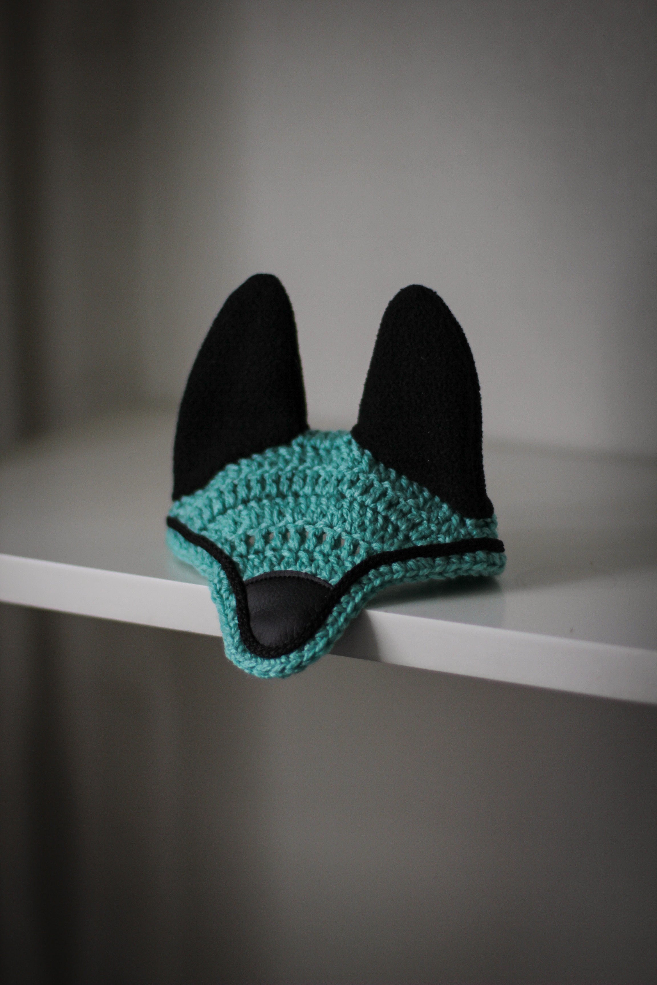 Crochet Ear Bonnet for Hobby Horse | Noir