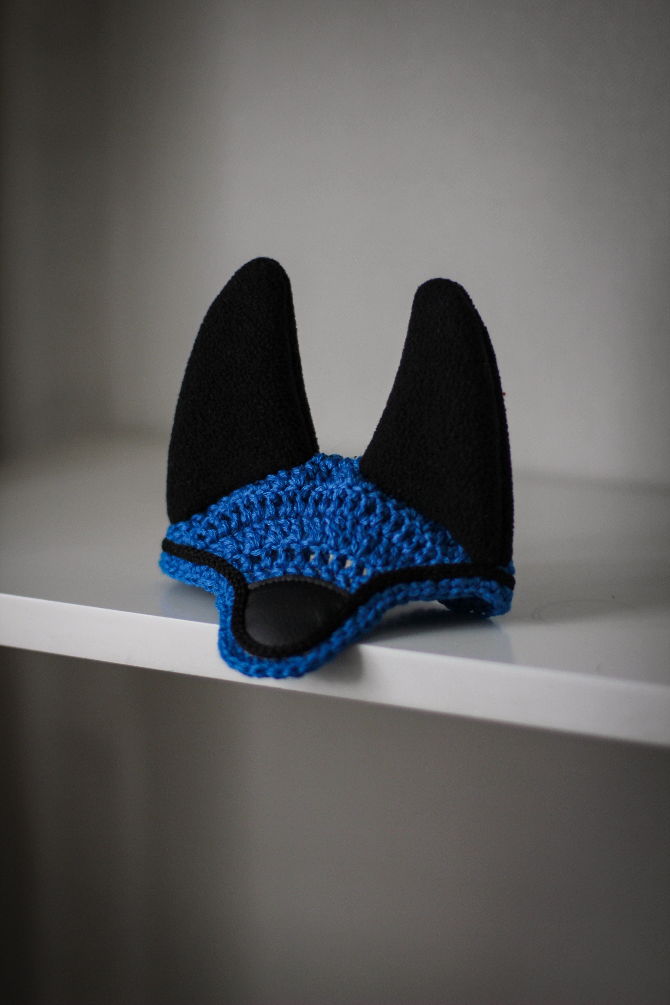 Crochet Ear Bonnet for Hobby Horse | Noir