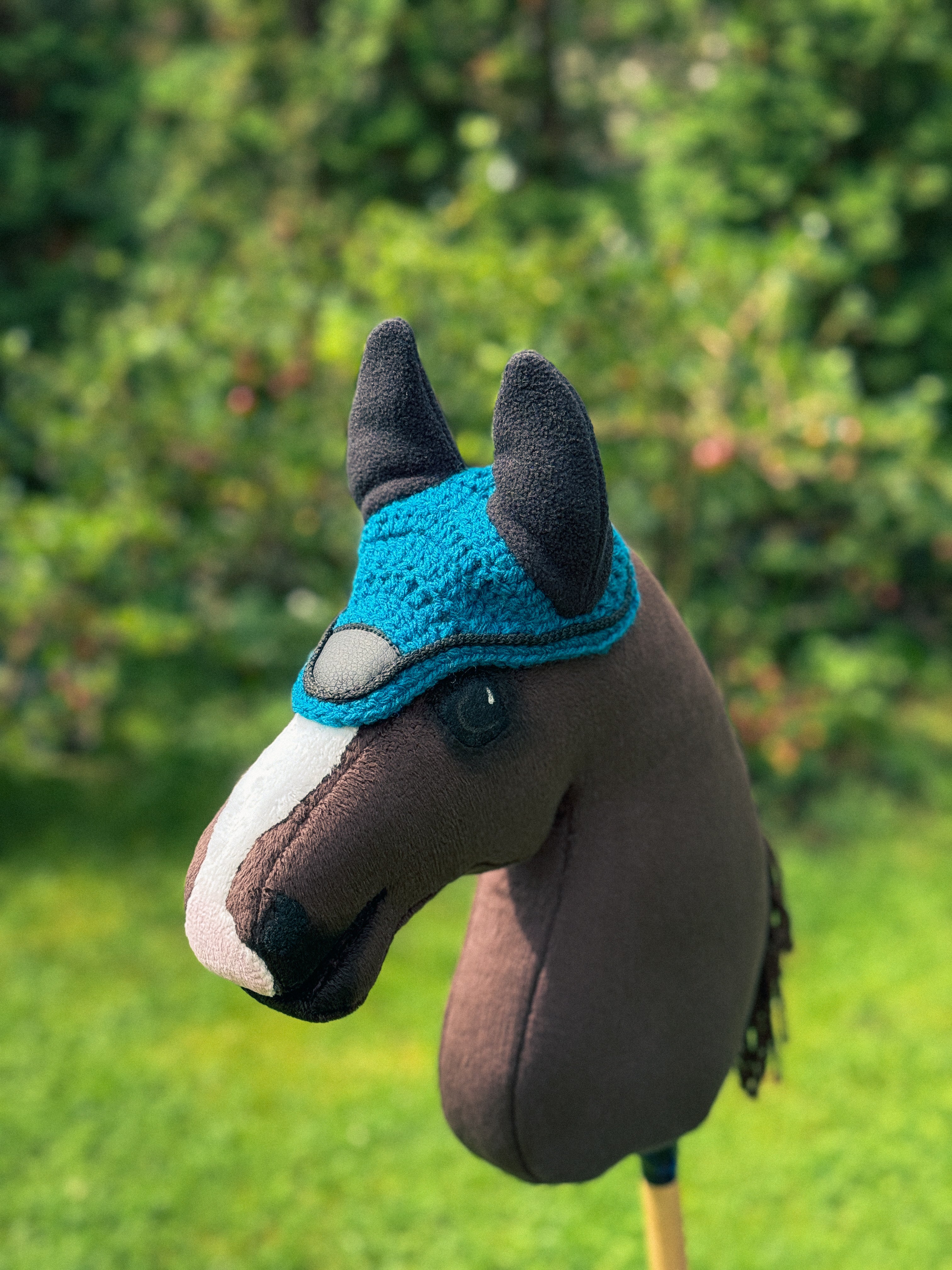Crochet Ear Bonnet for Hobby Horse | Noir