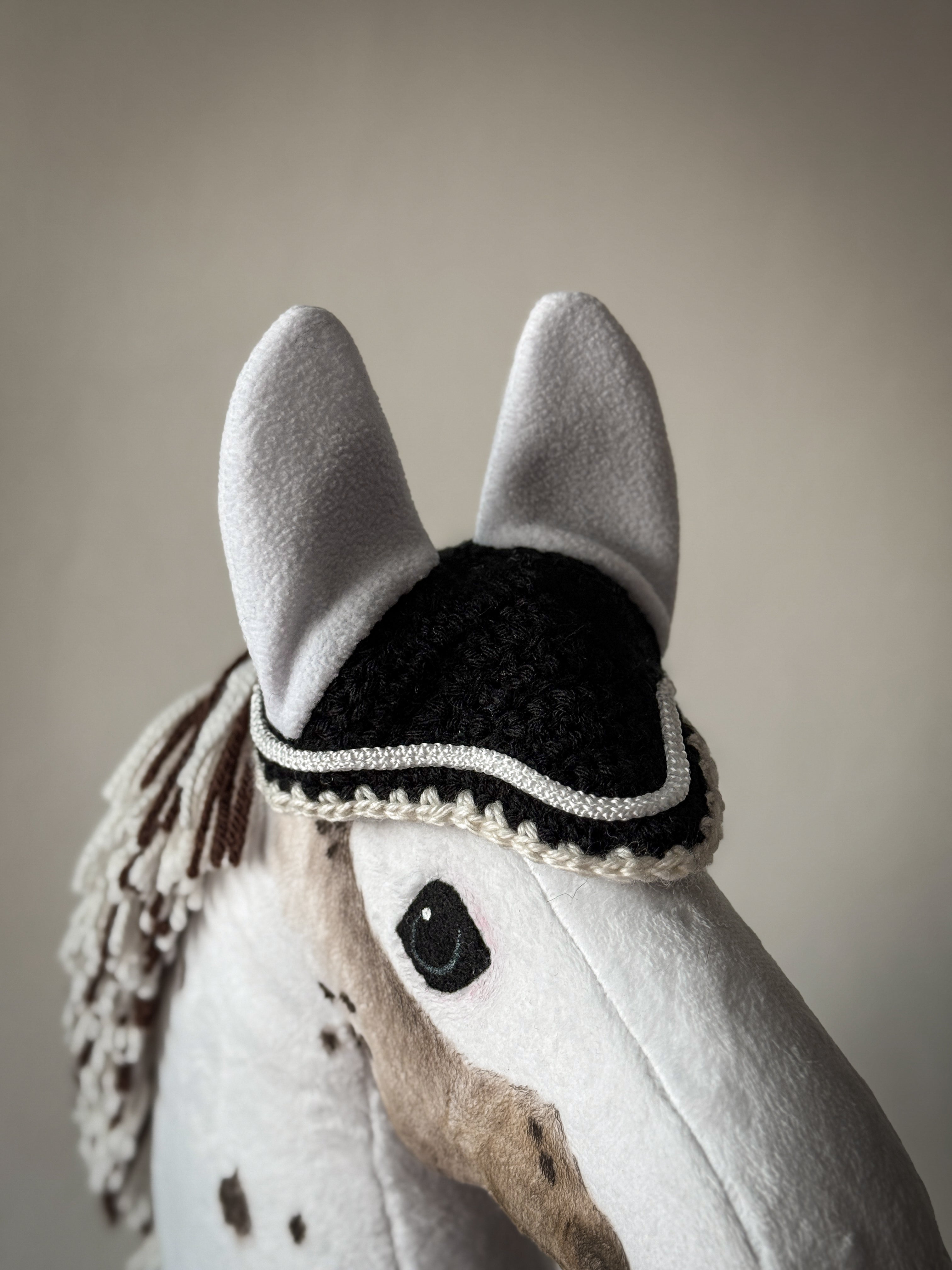 Crochet Ear Bonnet for Hobby Horse | Midnight