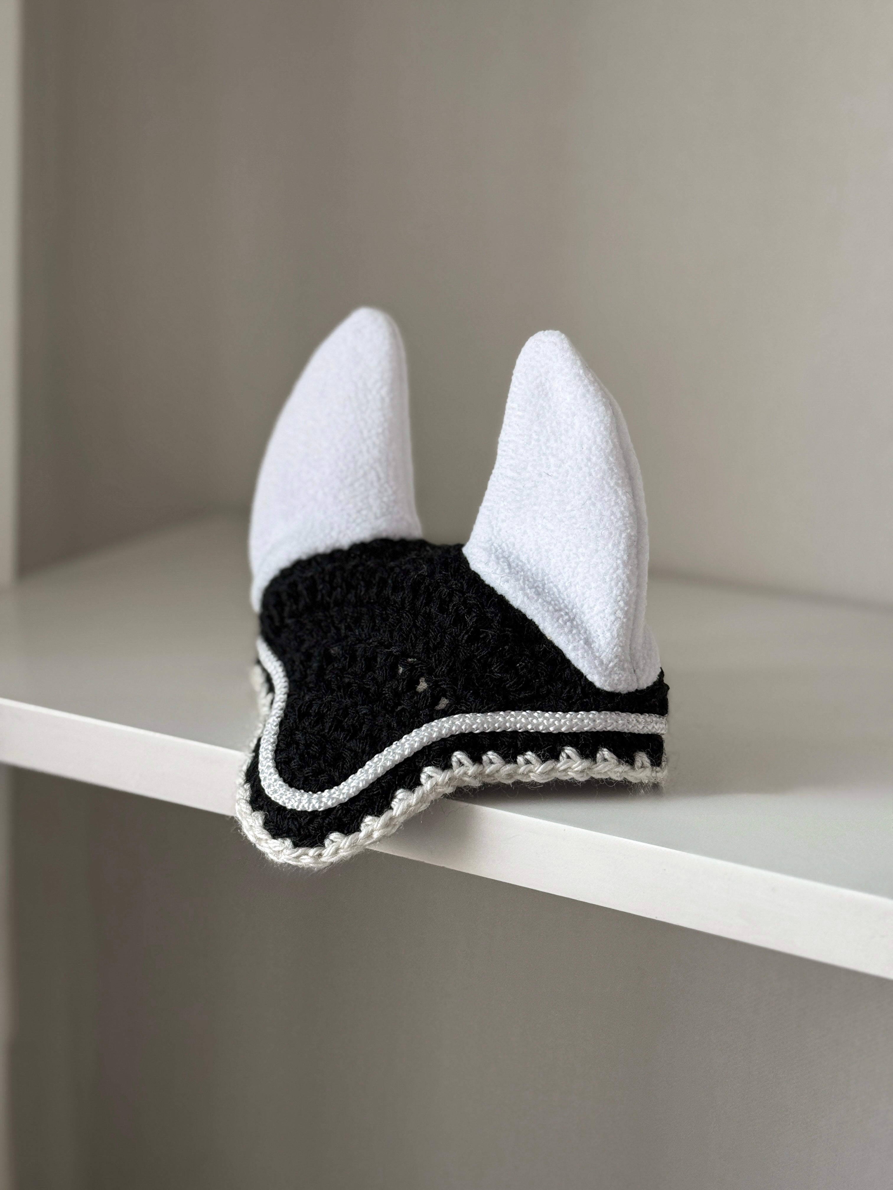 Crochet Ear Bonnet for Hobby Horse | Midnight