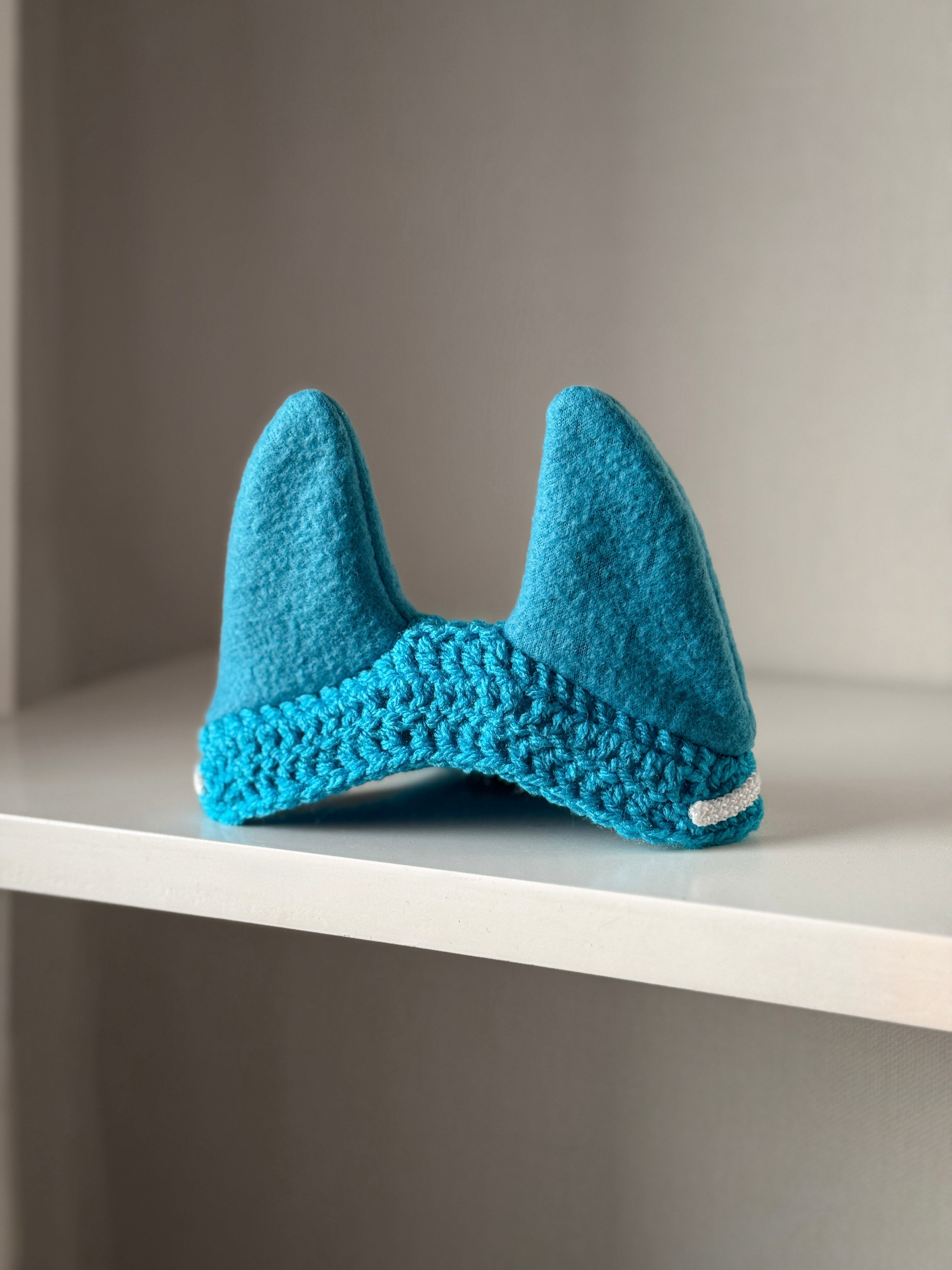 Crochet Ear Bonnet for Hobby Horse | White Edge