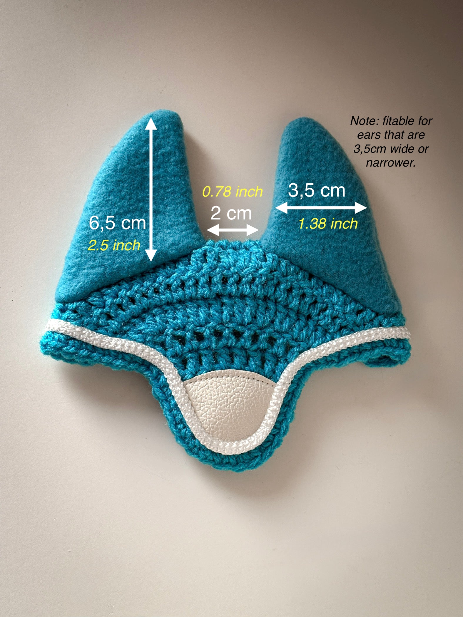 Crochet Ear Bonnet for Hobby Horse | White Edge