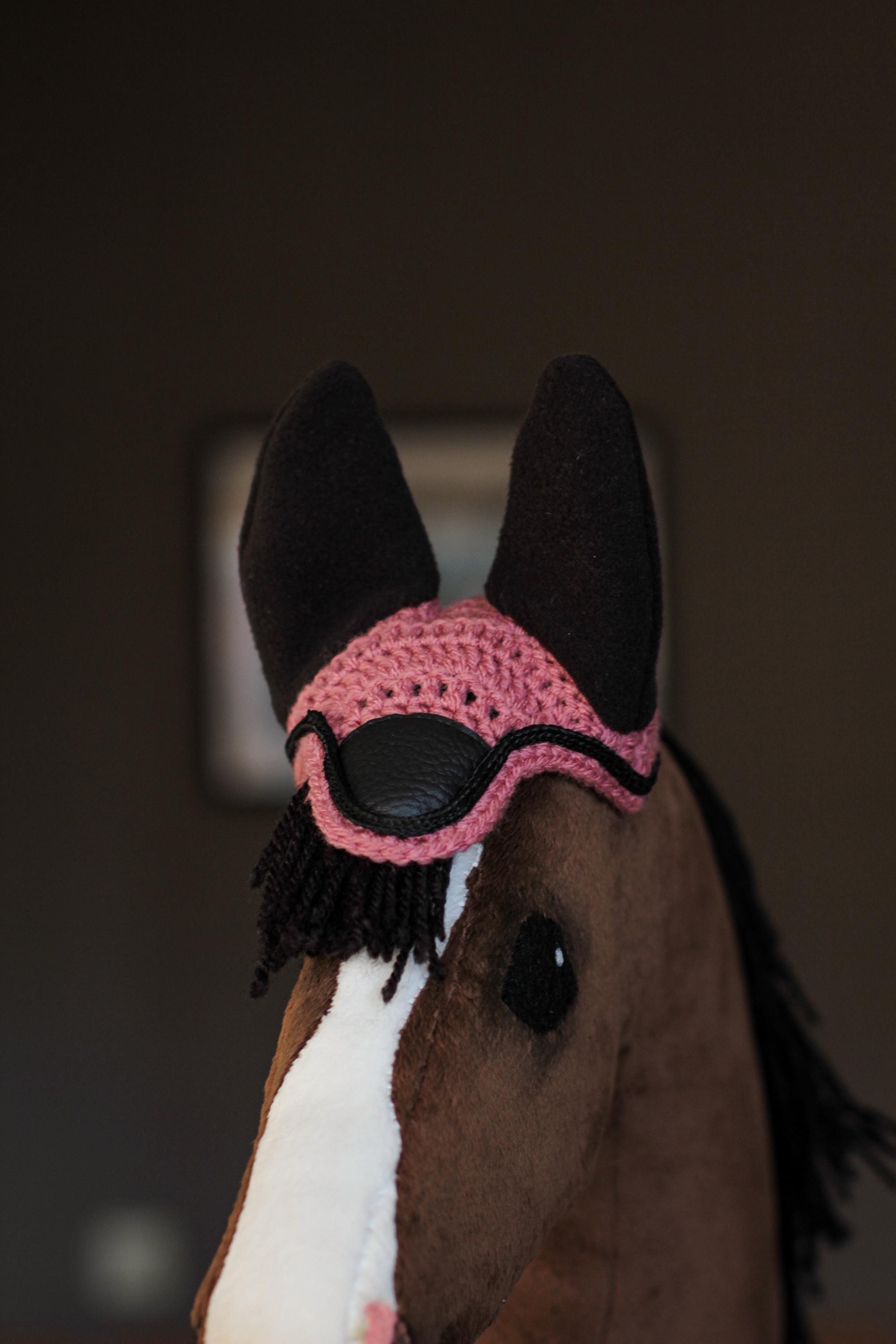 Crochet Ear Bonnet for Hobby Horse | Noir