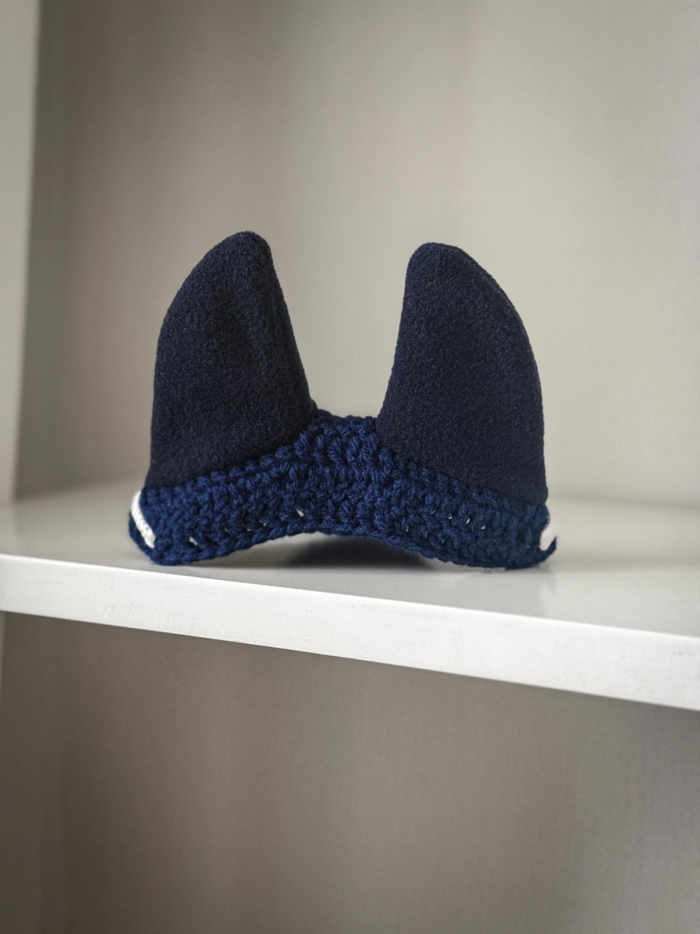 Crochet Ear Bonnet for Hobby Horse | White Edge